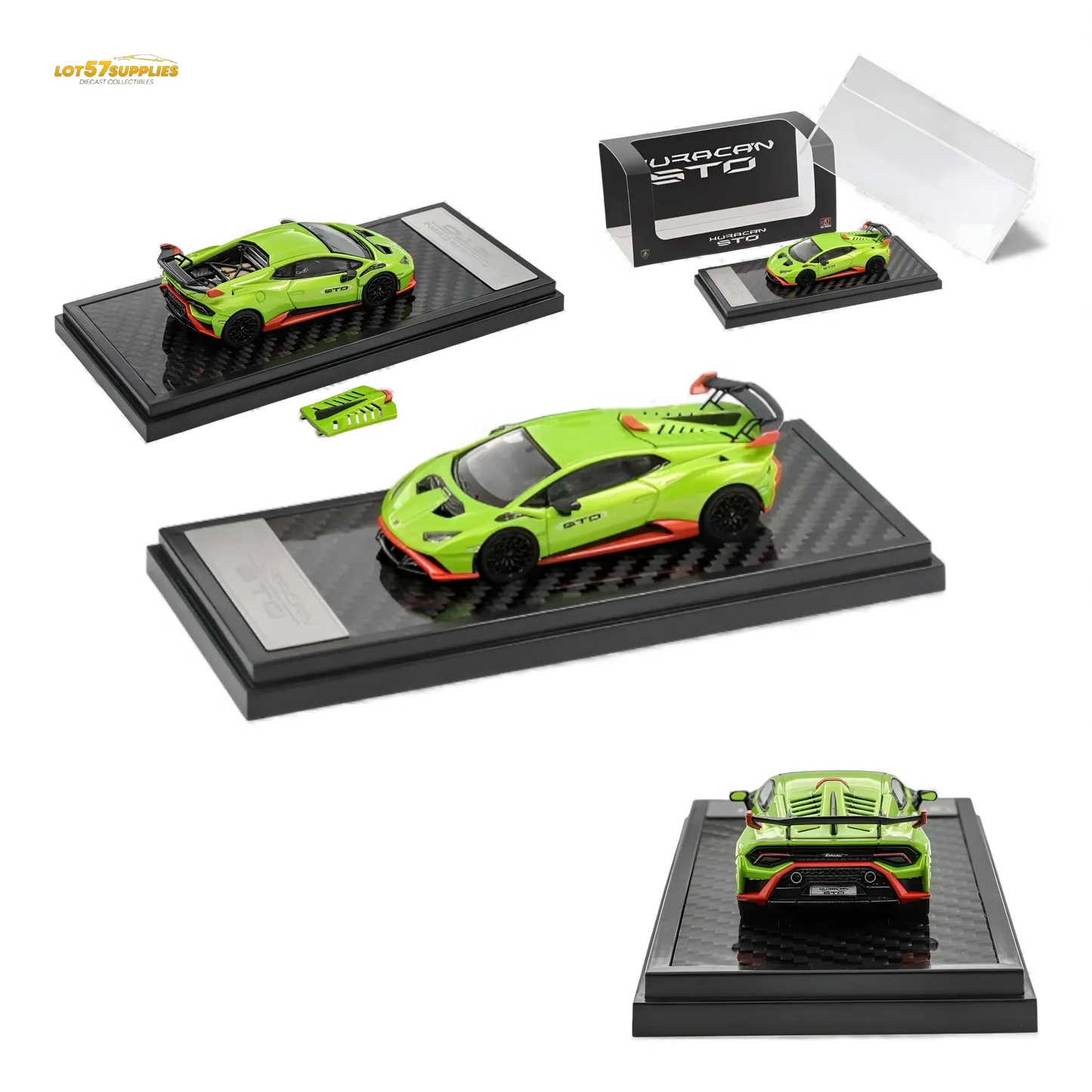Lamborghini Huracan STO Diecast Model Green Carbon Fiber - ToylandEU