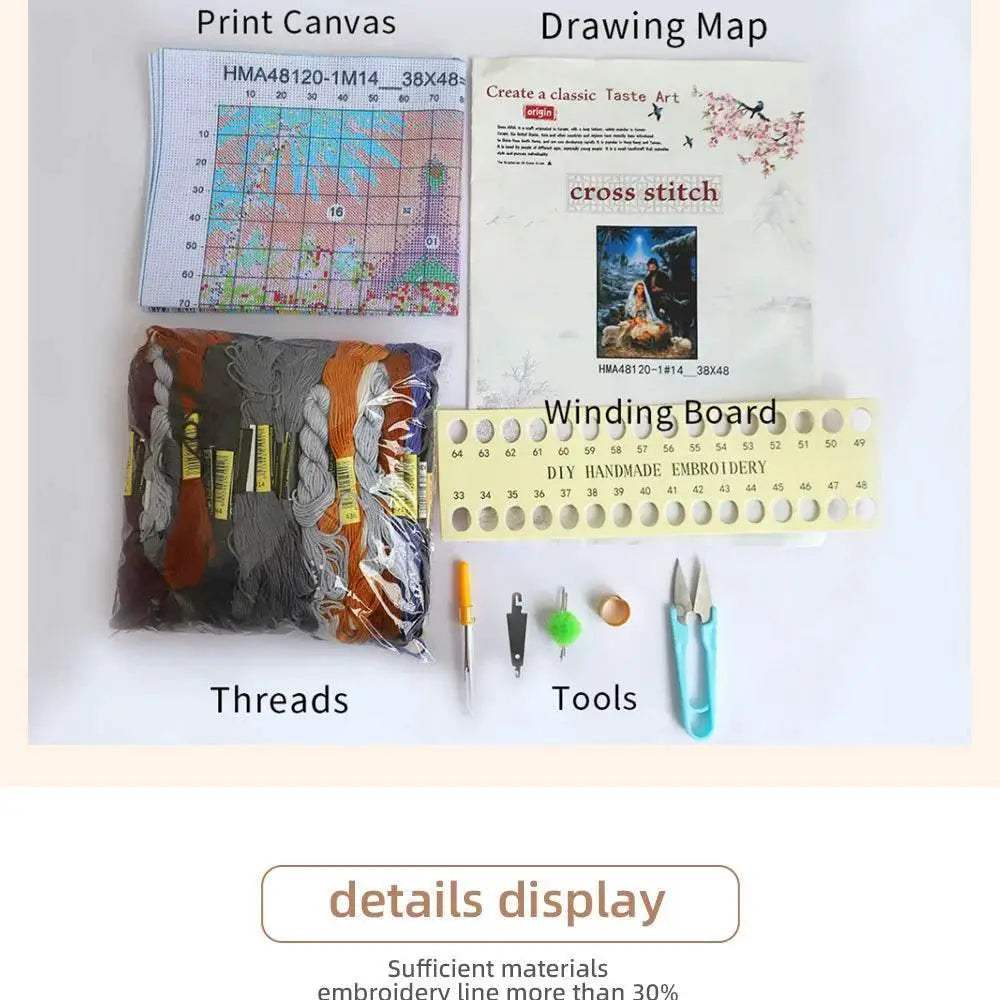 Landscape Sunset River Cross-Stitch Complete Kit Embroidery Craft Handiwork Needlework Handmade Promotions For Adults Package - ToylandEU