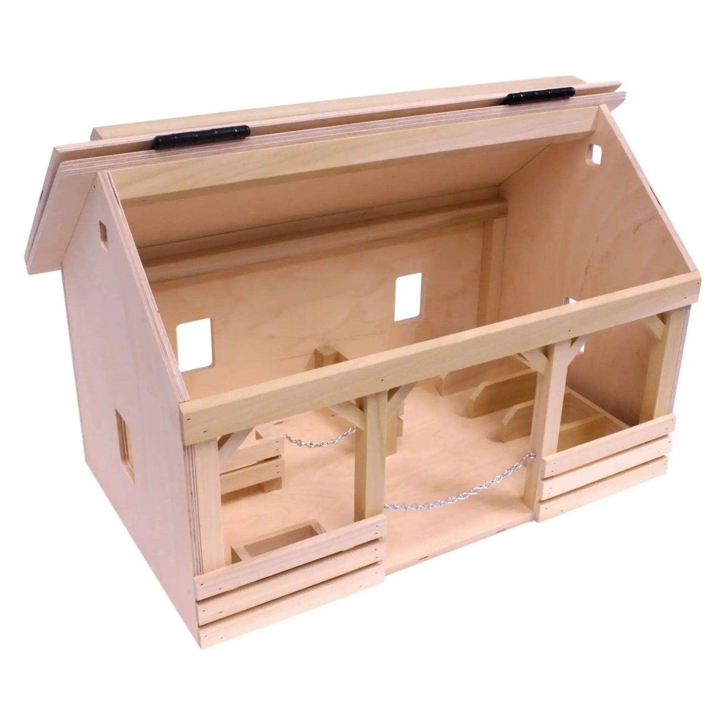 Large A-Frame Barn Toy with Hay Loft, Realistic Wooden Toy Barn - ToylandEU