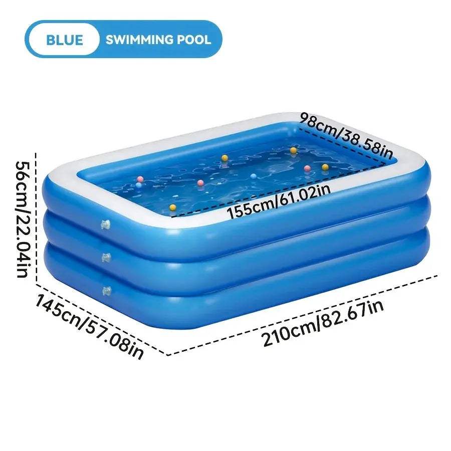  Large Blue PVC Inflatable Pool Durable For Backyard Fun -  ToylandEU™