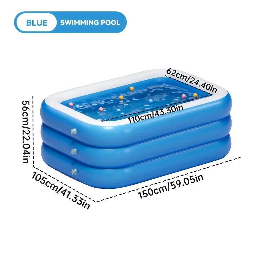  Large Blue PVC Inflatable Pool Durable For Backyard Fun -  ToylandEU™
