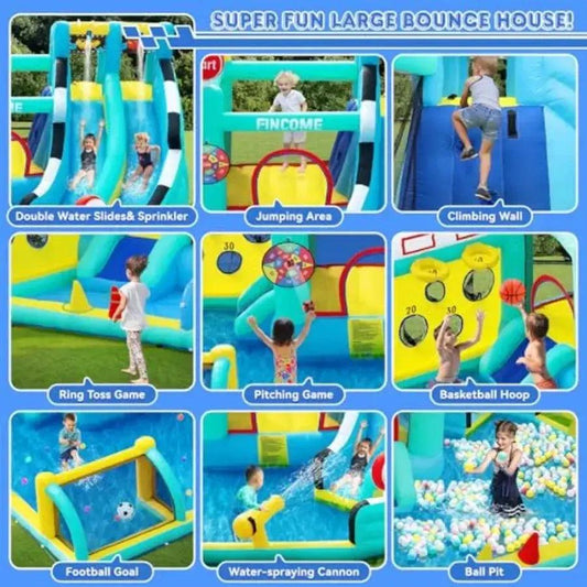  Large Double Slide Bounce House For Kids 3-10 With Pool -  ToylandEU™