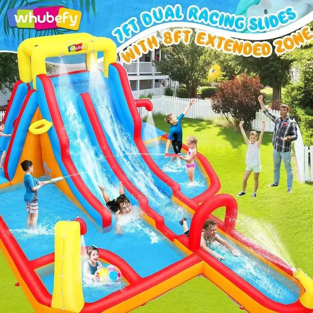 Large Dual Lane Backyard Water Slide Obstacle Course - ToylandEU