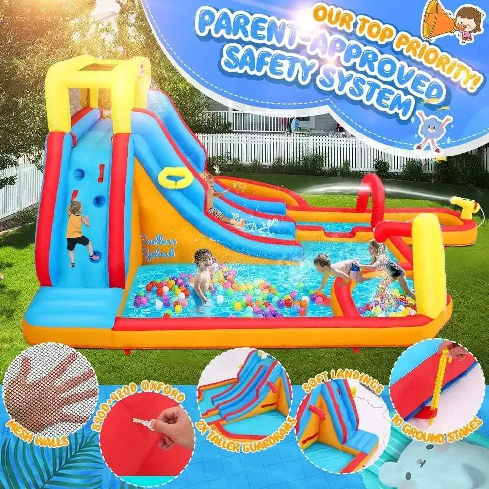Large Dual Lane Backyard Water Slide Obstacle Course - ToylandEU