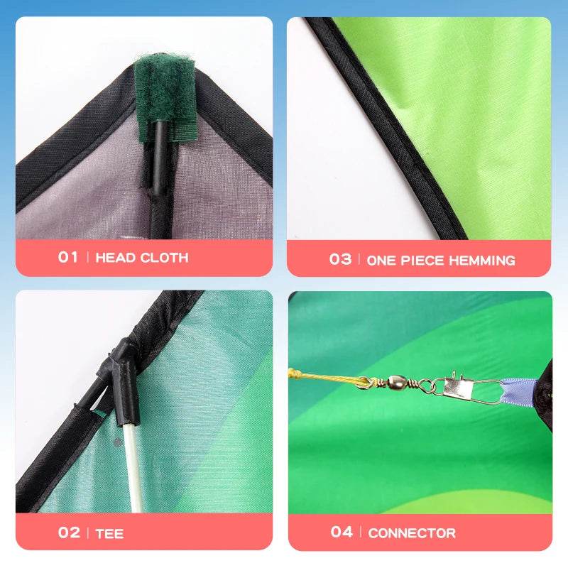 Large Green Delta Kite with 6m Tail - Ultimate Outdoor Thrill for All - ToylandEU