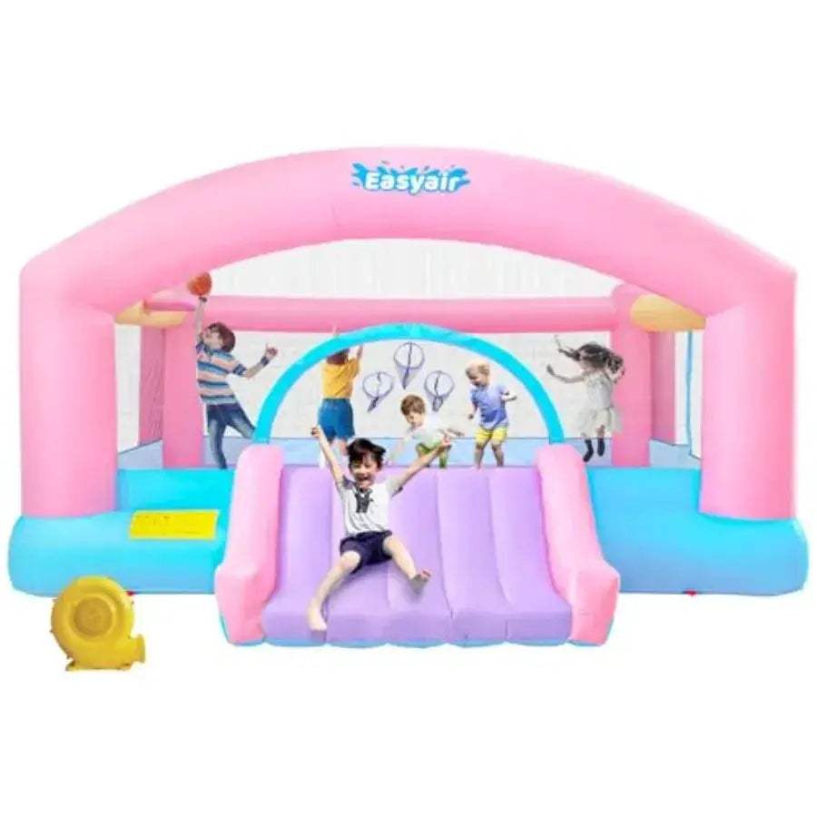 Large Inflatable Bounce House With 650W Blower And Basketball Hoop - ToylandEU