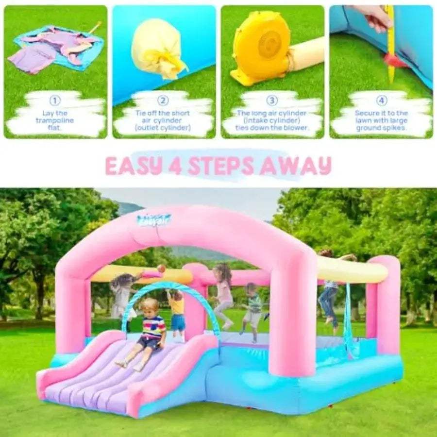 Large Inflatable Bounce House With 650W Blower And Basketball Hoop - ToylandEU