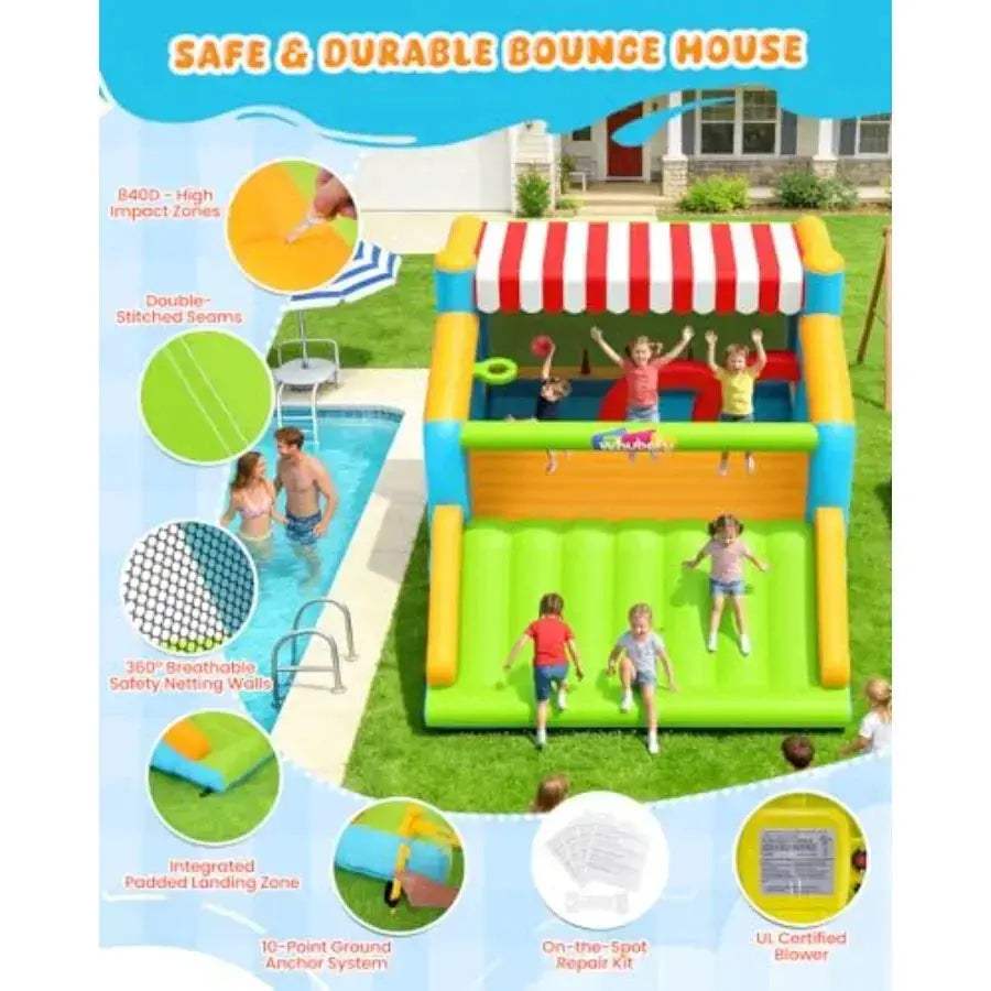 Large Inflatable Obstacle Course Bounce House With XXL Slide - ToylandEU