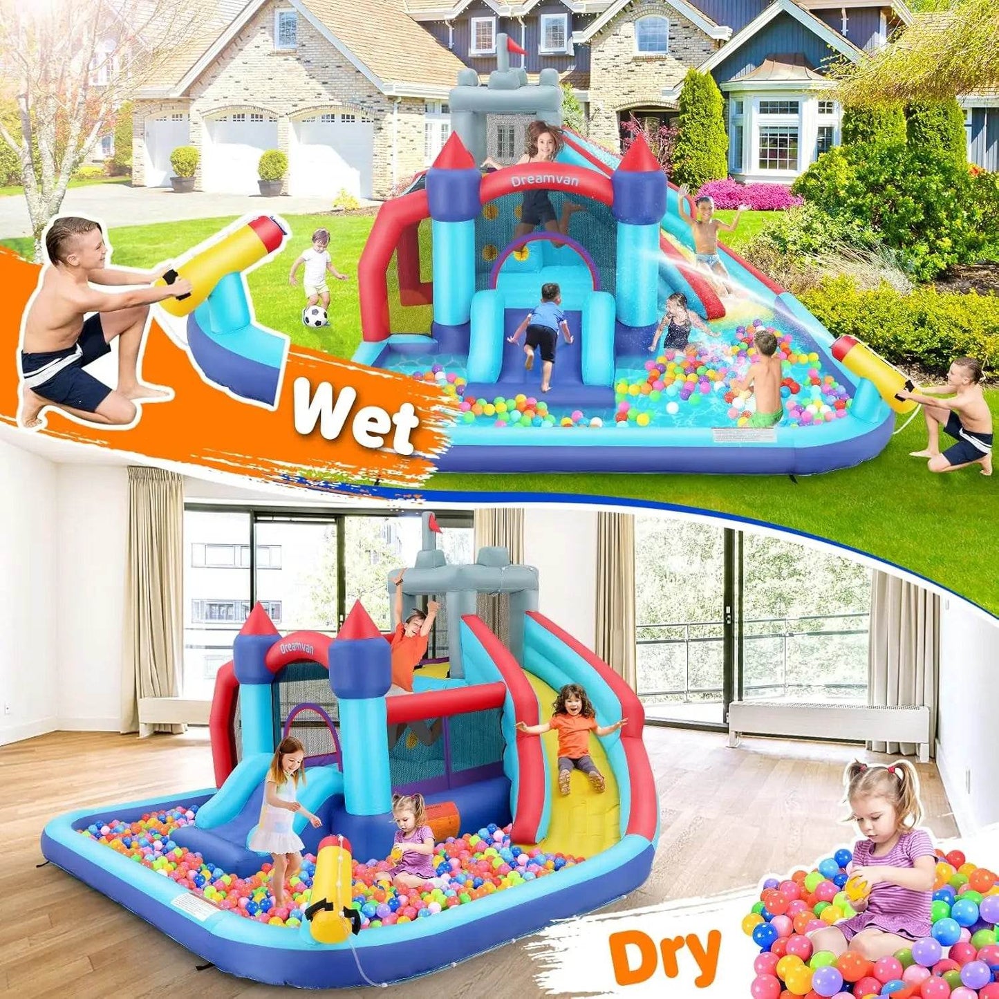 Large Inflatable Water Slide for Kids, 13x12FT Fun Combo - ToylandEU
