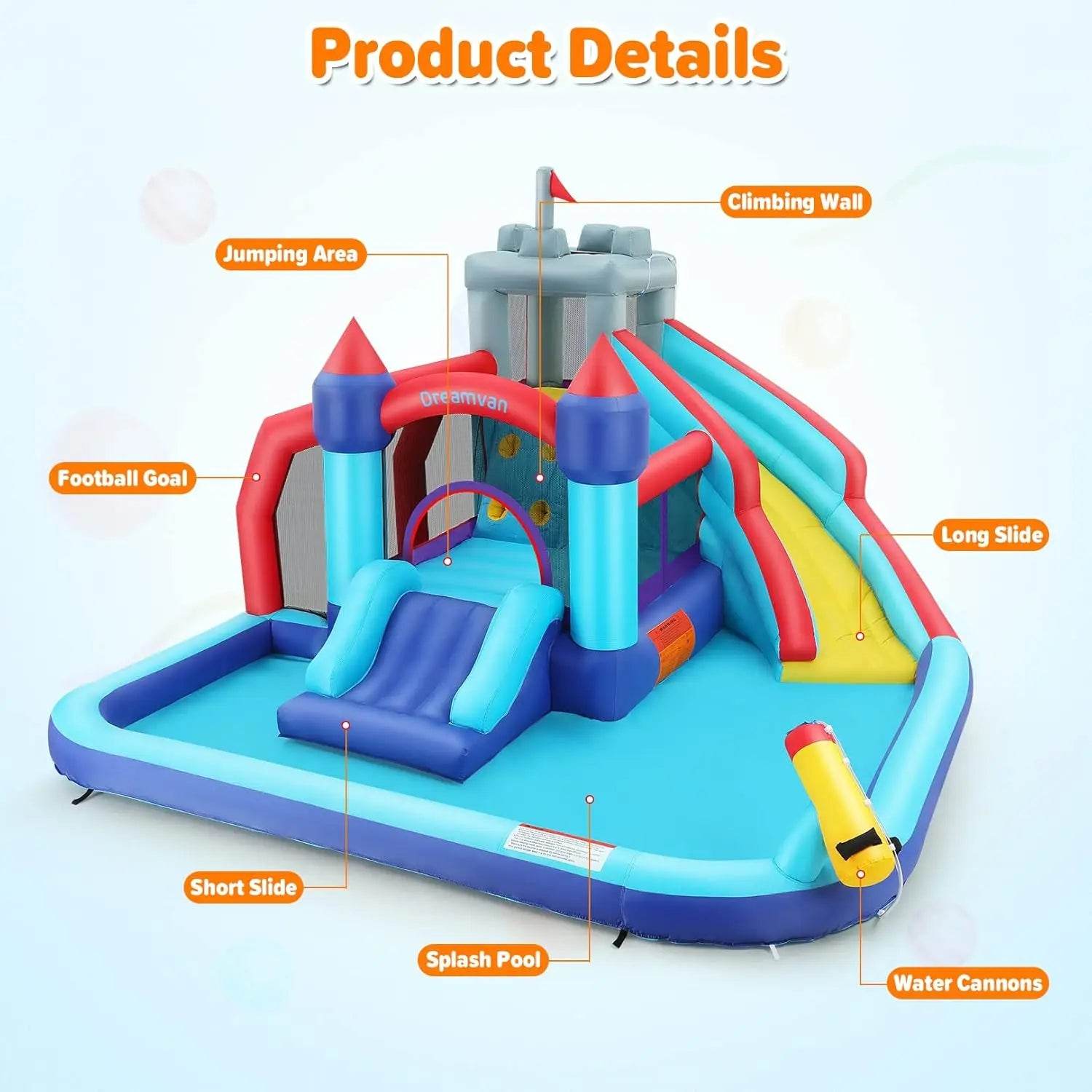Large Inflatable Water Slide for Kids, 13x12FT Fun Combo - ToylandEU