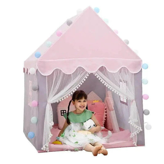  Large Kids Tents Tipi Baby Play House 1.35M Pink Castle -  ToylandEU™