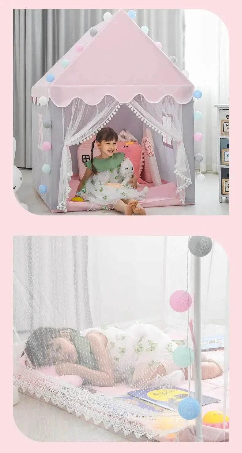  Large Kids Tents Tipi Baby Play House 1.35M Pink Castle -  ToylandEU™