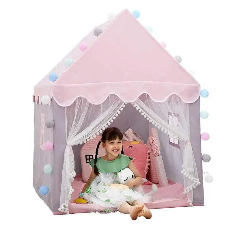 Large Kids Tents Tipi Baby Play House 1.35M Pink Castle - ToylandEU