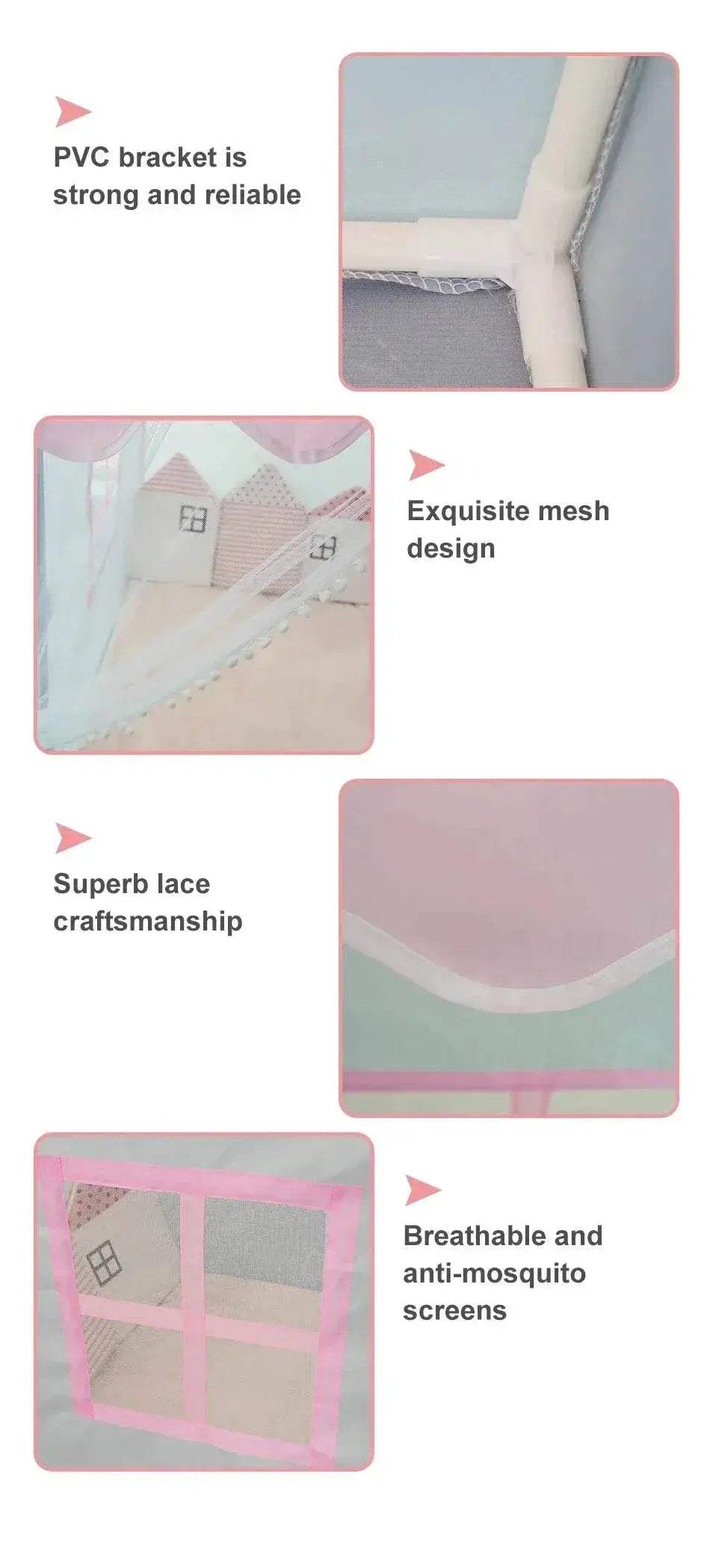 Large Kids Tents Tipi Baby Play House 1.35M Pink Castle - ToylandEU