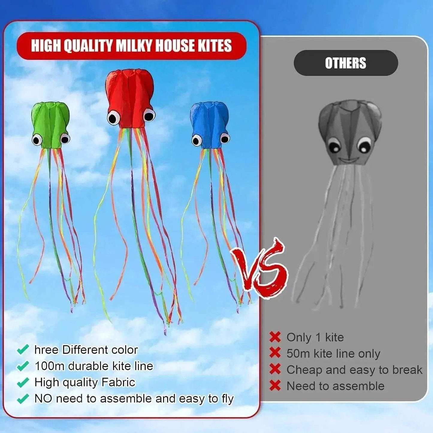  Large Octopus Kites Easy Flyer Kites for Kids and Adults -  ToylandEU™