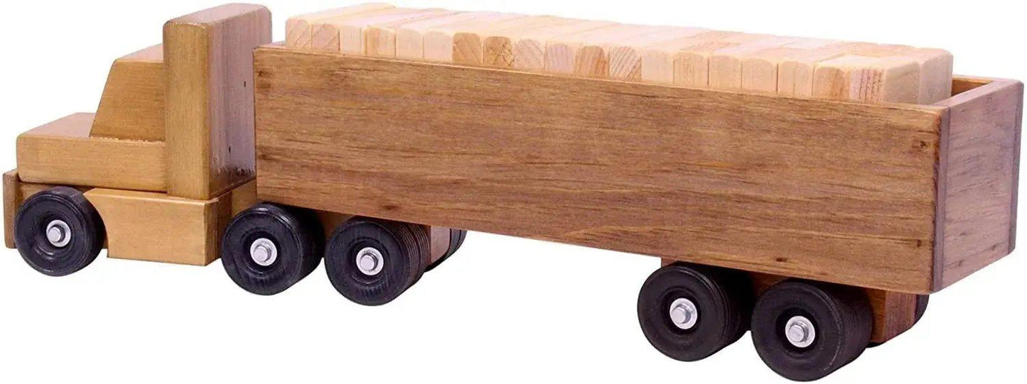  Large Semi Truck and Trailer Wooden Toy Set - with 30 Building Blocks -  ToylandEU™