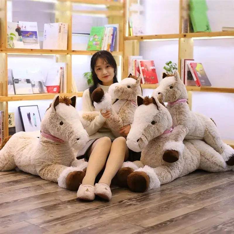 Large Size Lying Horse Plush Toy 56CM Soft Gift Premium - ToylandEU