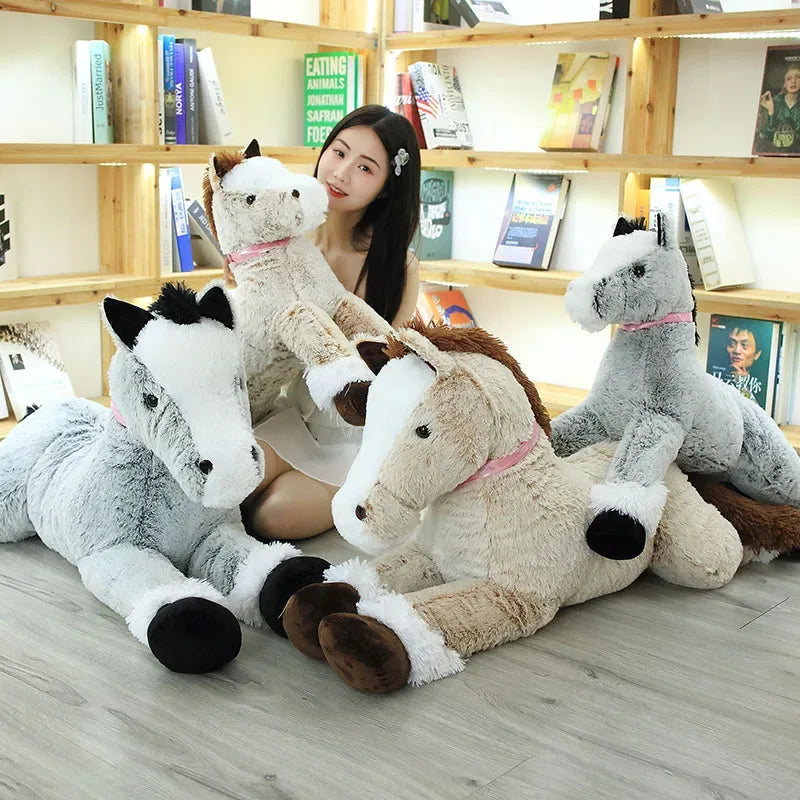 Large Size Lying Horse Plush Toy Soft Huggable Comfort - ToylandEU