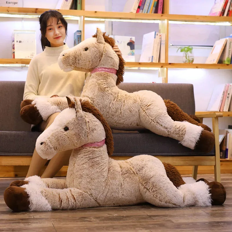 Large Size Lying Horse Plush Toy Soft Huggable Comfort - ToylandEU