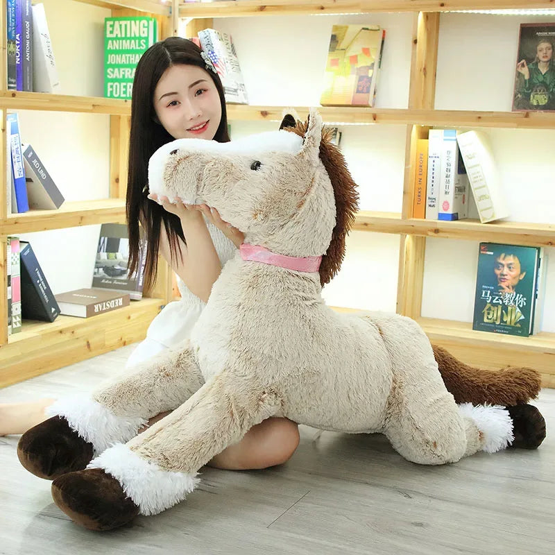 Large Size Lying Horse Plush Toy Soft Huggable Comfort - ToylandEU