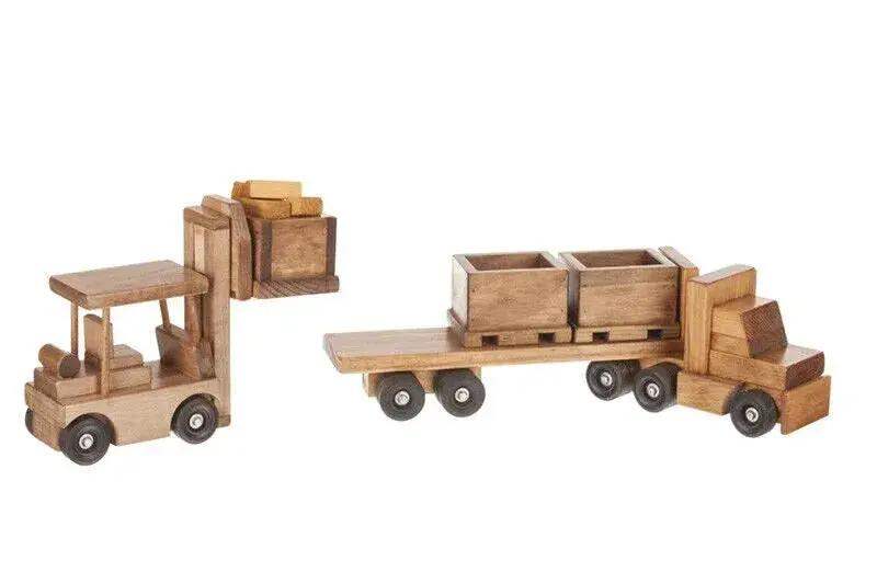 Large Wooden Truck & Bin Trailer with Forklift Toy Set, Amish-Made - ToylandEU