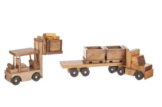  Large Wooden Truck & Bin Trailer with Forklift Toy Set, Amish-Made -  ToylandEU™