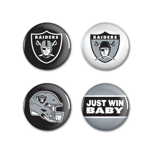 Las Vegas Raiders Buttons Set Four Pack Featuring Logos - ToylandEU