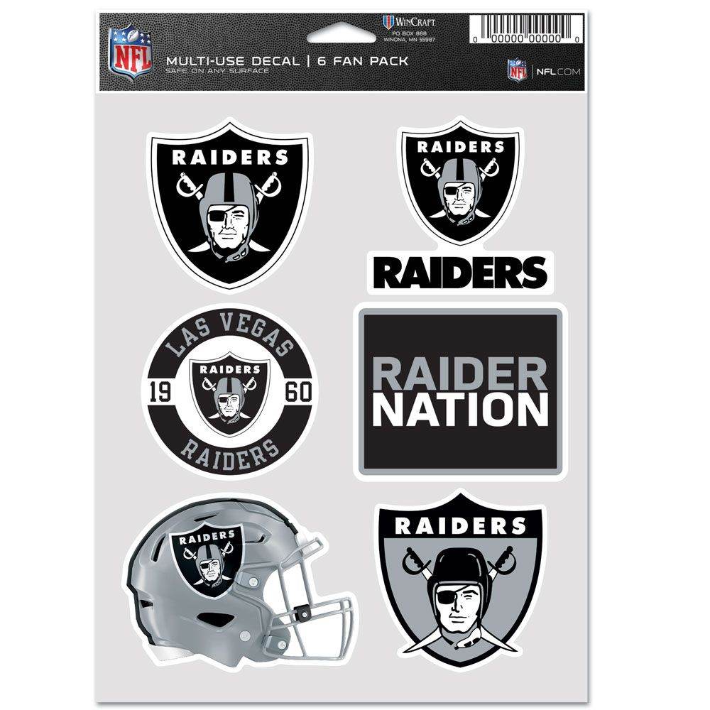 Las Vegas Raiders Decal Multi Use Fan Pack 6 Decals - ToylandEU