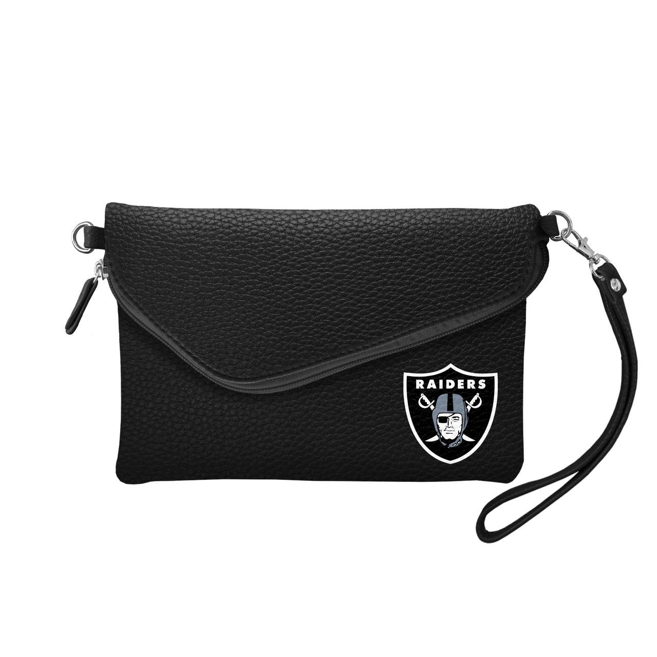 Las Vegas Raiders Pebble Fold Over Crossbody Purse Black - ToylandEU