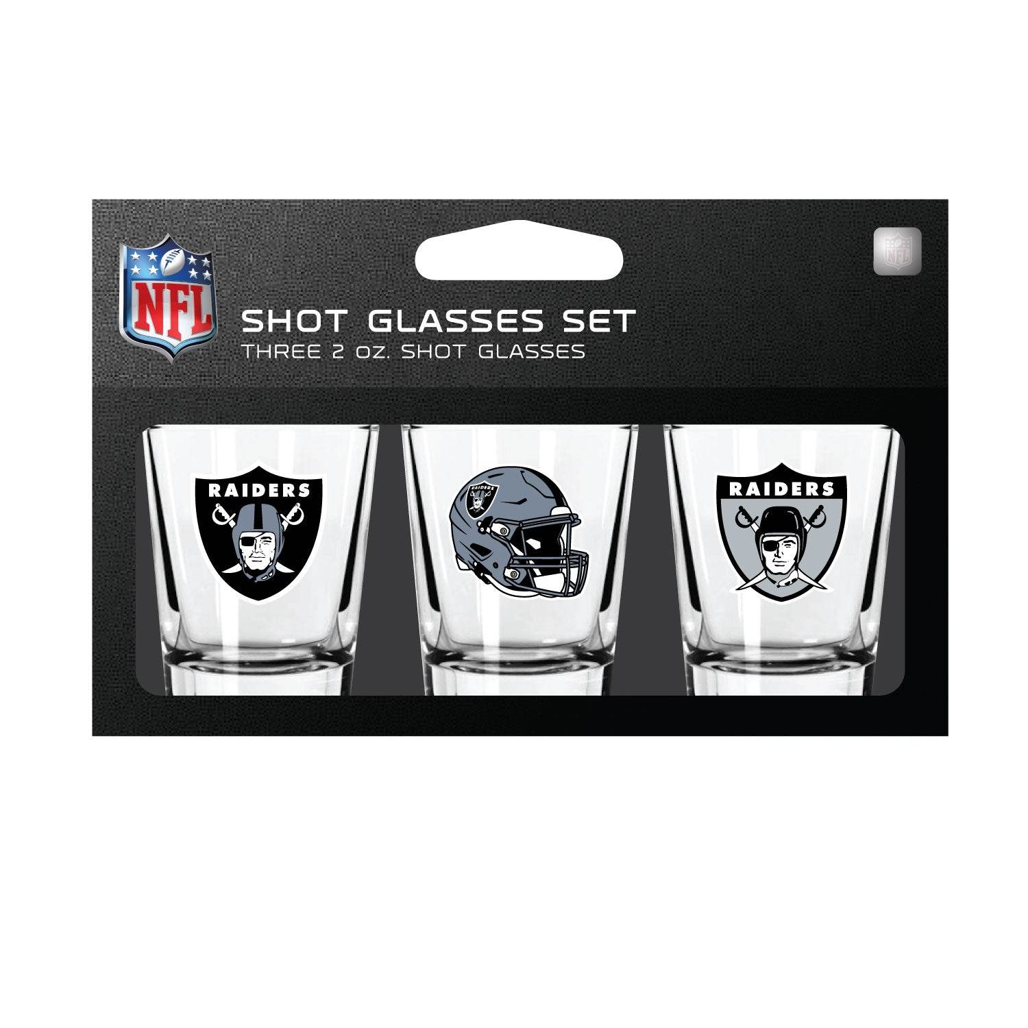 Las Vegas Raiders Shot Glass Set 3 Pack Dishwasher Safe - ToylandEU