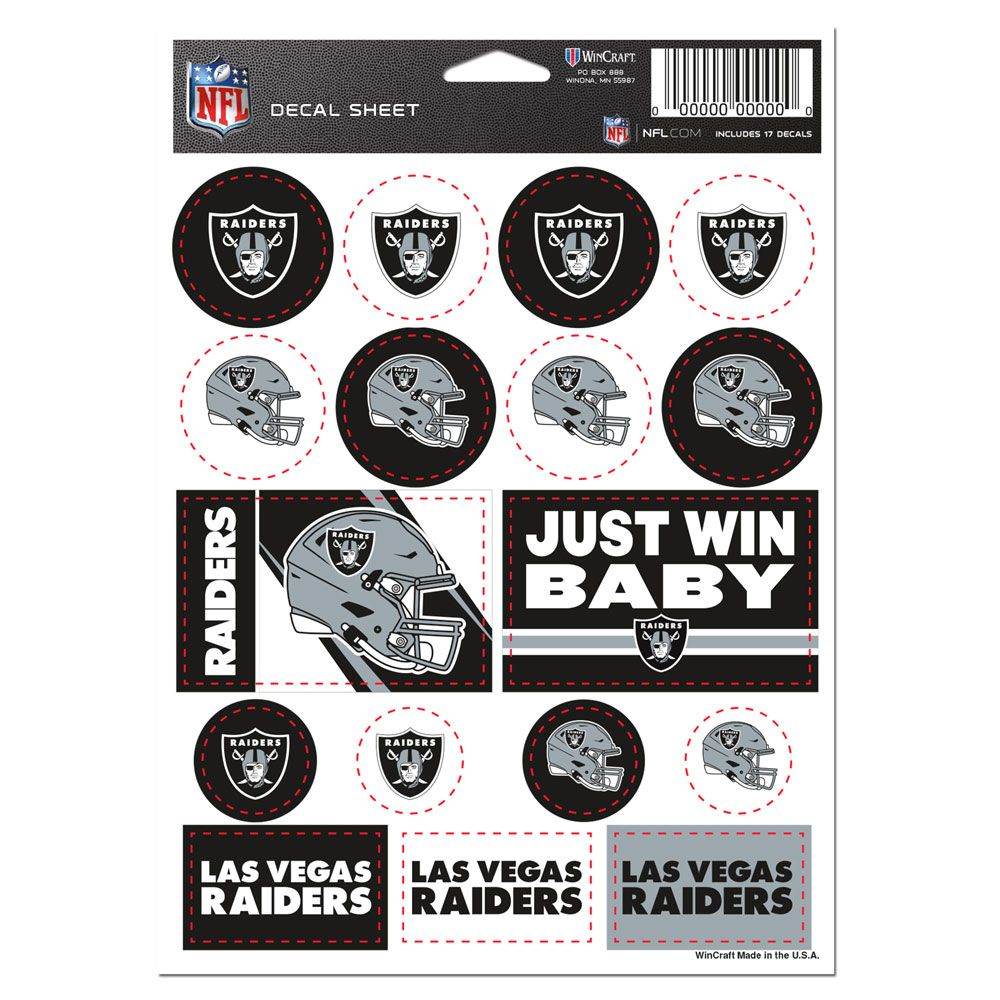 Las Vegas Raiders Vinyl Decal Sheet 5x7 Sticker Pack - ToylandEU