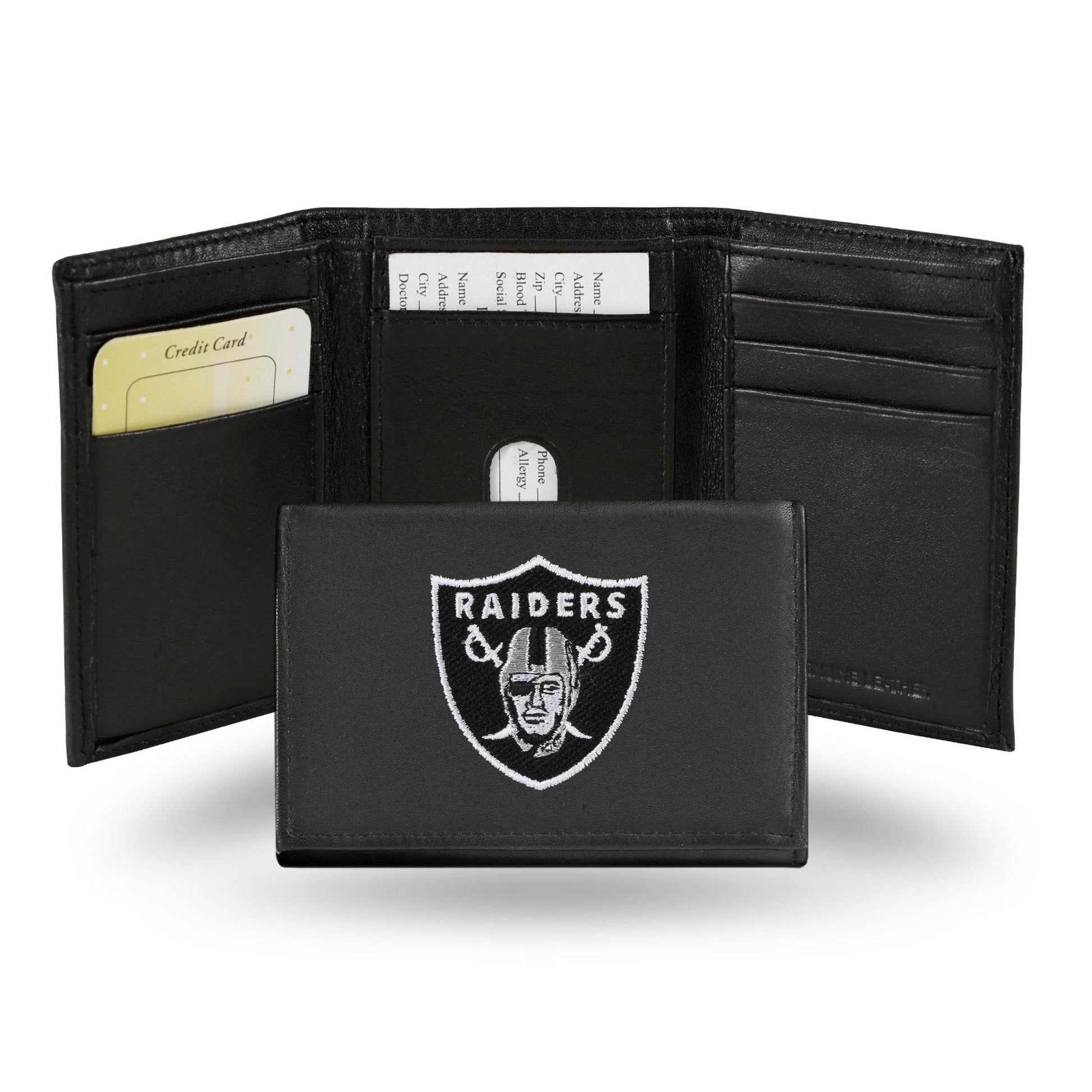 Las Vegas Raiders Wallet Trifold Leather Embroidered - ToylandEU