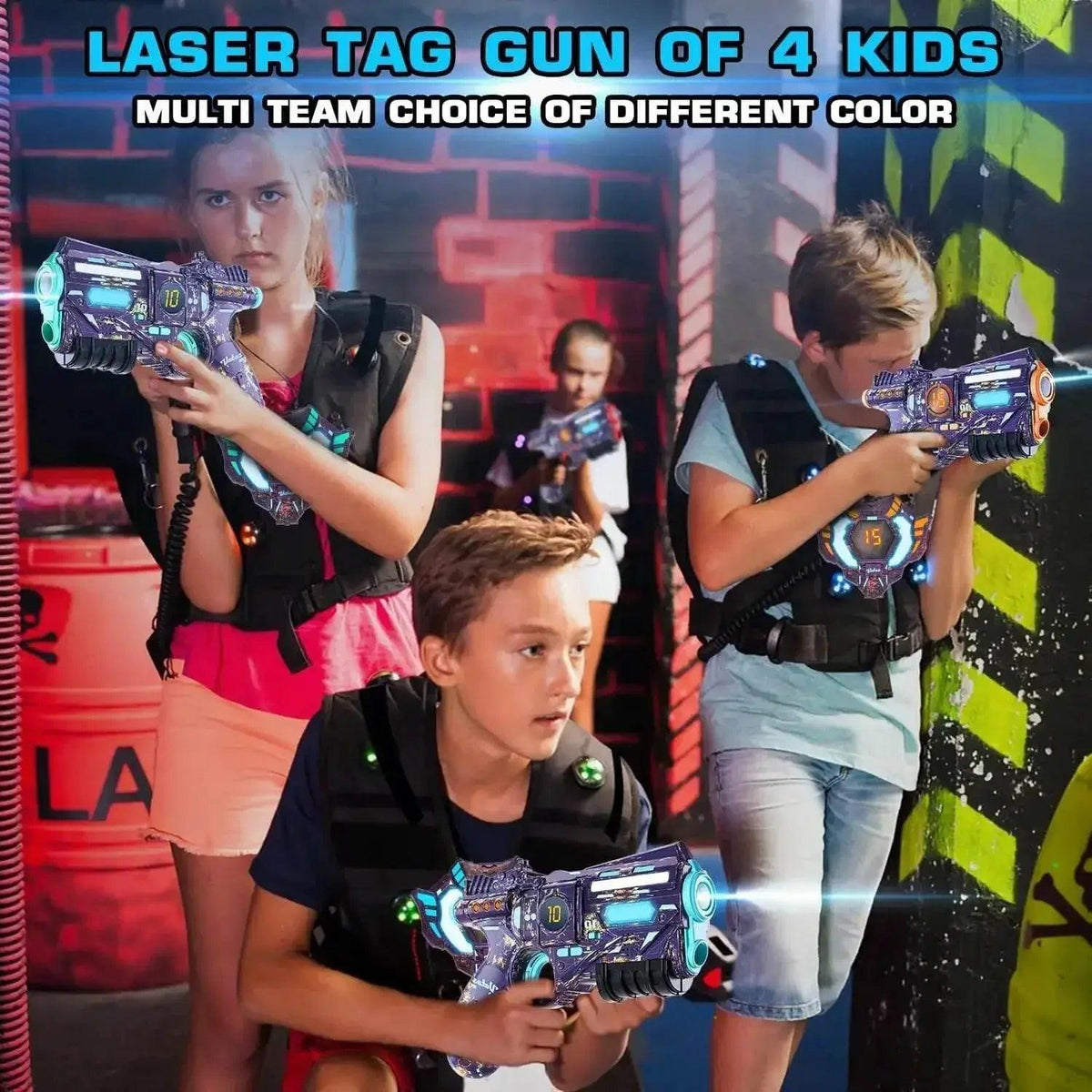  VATOS Rechargeable Infrared Laser Tag Gun Set with 4 Vests and Glowing Lights for Adults and Kids -  ToylandEU™