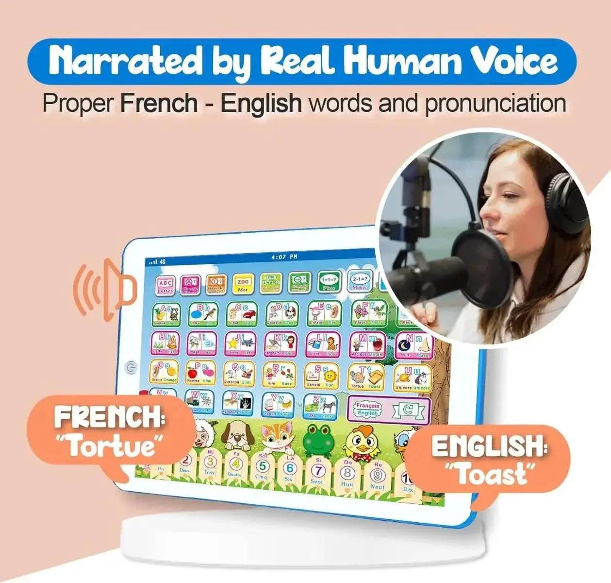  French English Bilingual Learning Tablet Toy Learn Alphabet ABC Numbers Words Spelling Interactive Educational Toys for Kids -  ToylandEU™