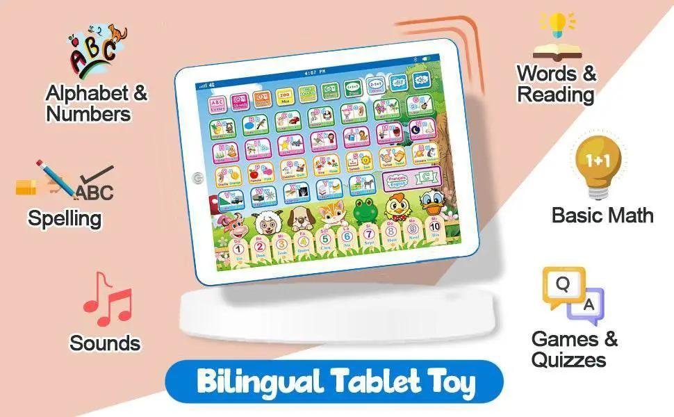  French English Bilingual Learning Tablet Toy Learn Alphabet ABC Numbers Words Spelling Interactive Educational Toys for Kids -  ToylandEU™