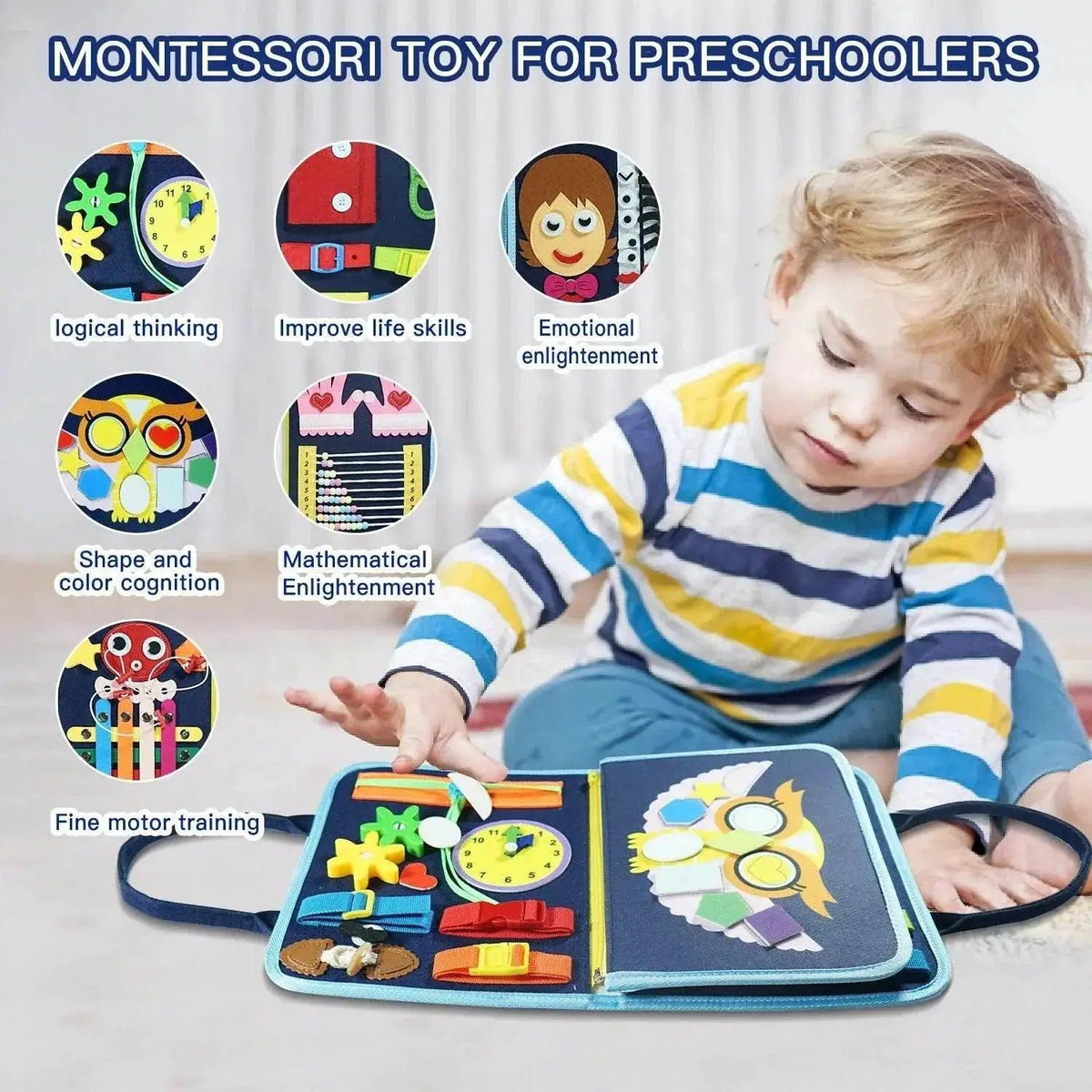  Montessori 7 in 1 Busy Board for 3-6 Year Olds Sensory Learning Toy Fine Motor Skills -  ToylandEU™