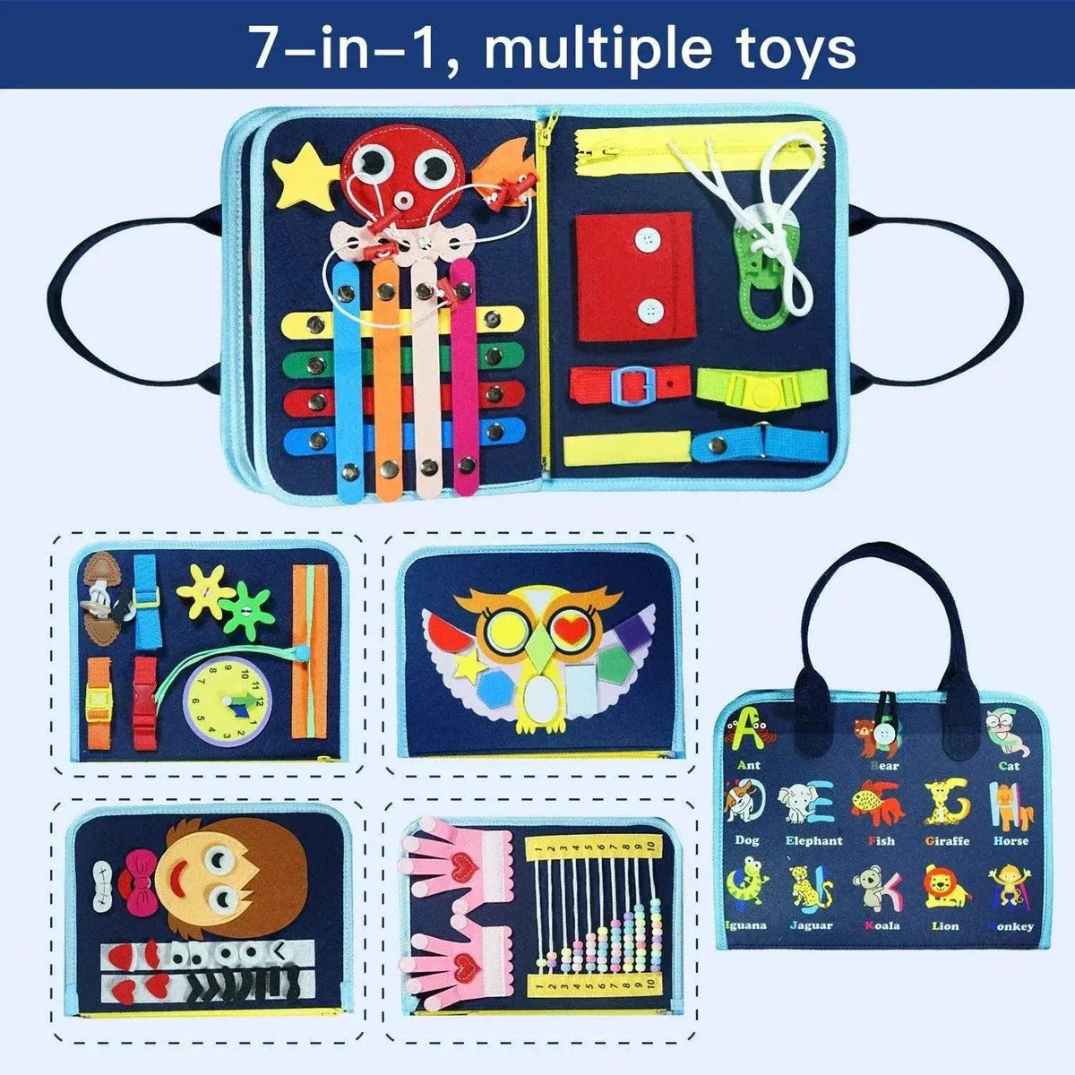 Montessori 7 in 1 Busy Board for 3-6 Year Olds Sensory Learning Toy Fine Motor Skills -  ToylandEU™