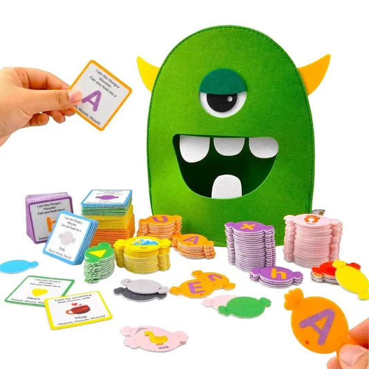  Montessori Alphabet Learning Toy Set For 3 To 6 Year Olds Monster Eating Colorful Felt Letters -  ToylandEU™