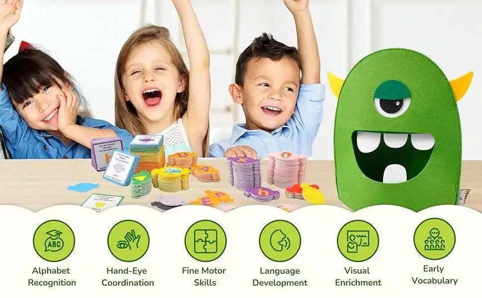  Montessori Alphabet Learning Toy Set For 3 To 6 Year Olds Monster Eating Colorful Felt Letters -  ToylandEU™