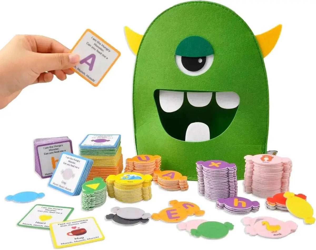  Montessori Alphabet Learning Toy Set For 3 To 6 Year Olds Monster Eating Colorful Felt Letters -  ToylandEU™