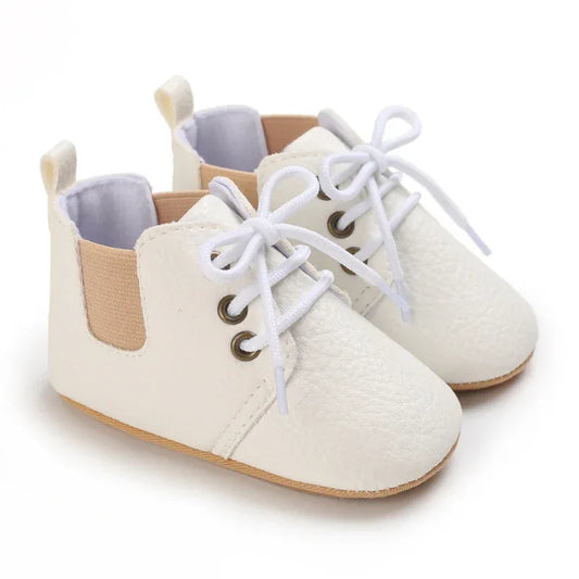 Leather Baby Shoes First Walkers With Anti Slip Rubber Sole - ToylandEU