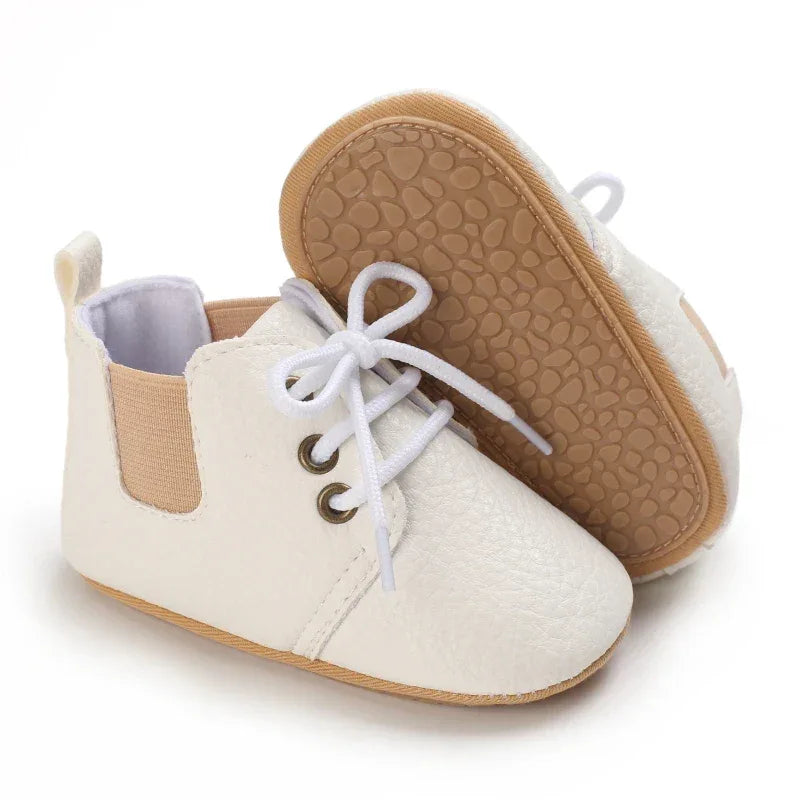 Leather Baby Shoes First Walkers With Anti Slip Rubber Sole - ToylandEU