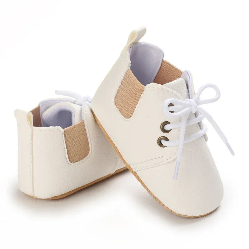 Leather Baby Shoes First Walkers With Anti Slip Rubber Sole - ToylandEU