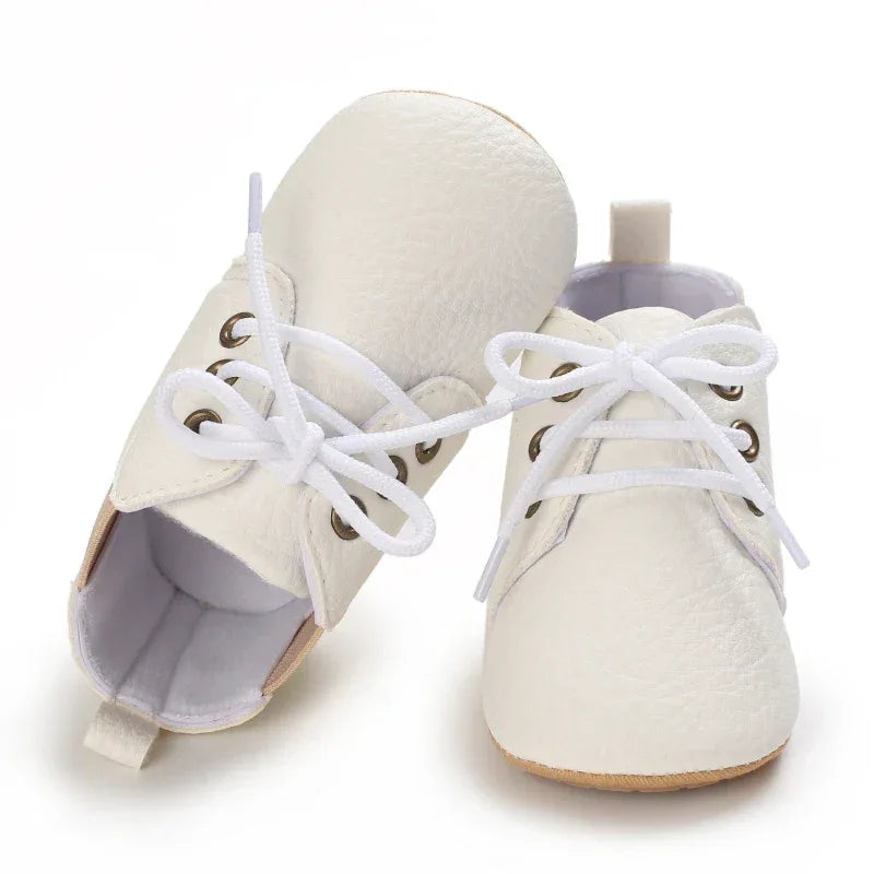 Leather Baby Shoes First Walkers With Anti Slip Rubber Sole - ToylandEU