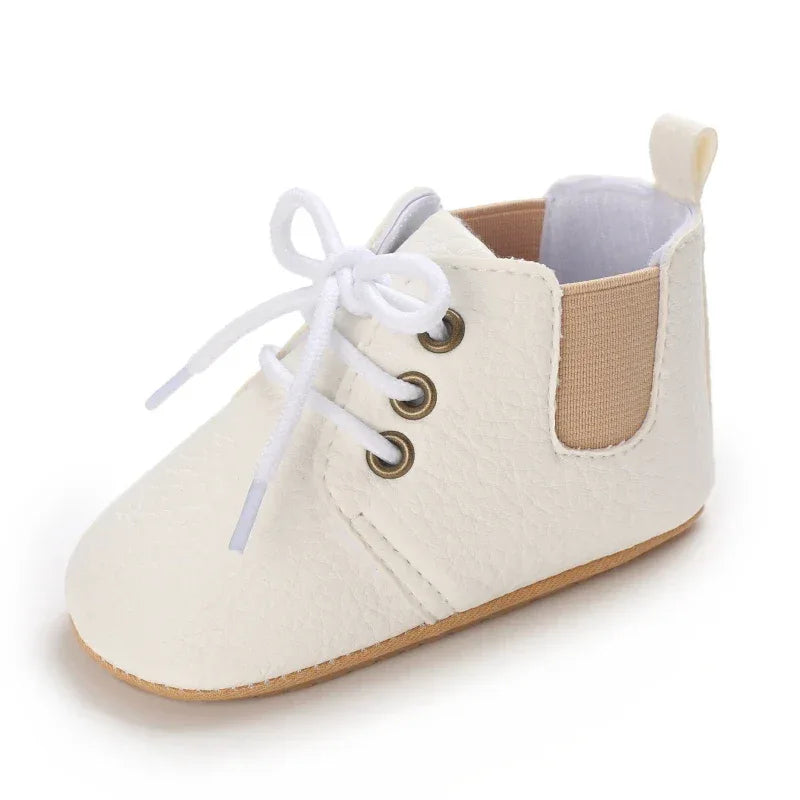 Leather Baby Shoes First Walkers With Anti Slip Rubber Sole - ToylandEU