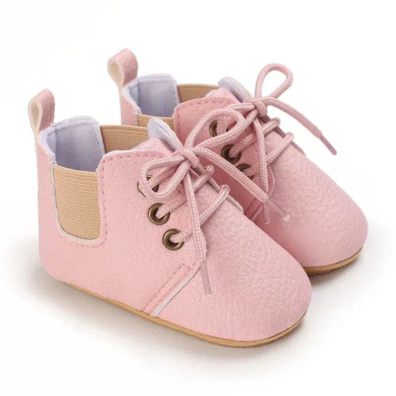 Leather Baby Shoes First Walkers With Anti Slip Rubber Sole - ToylandEU
