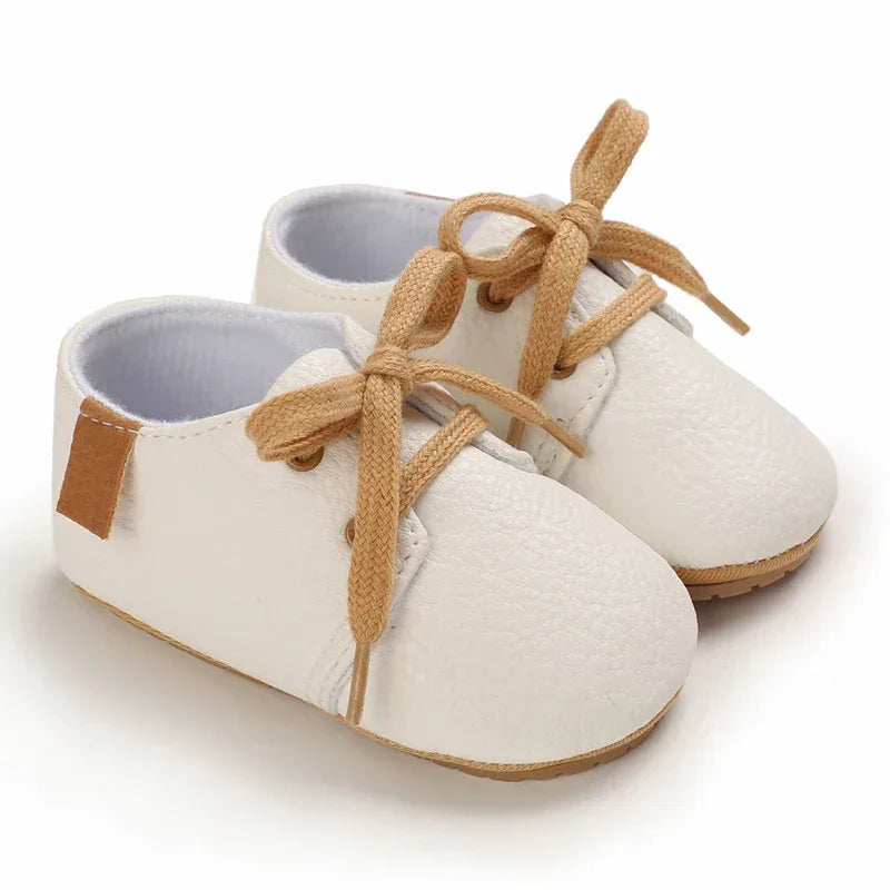 Leather Baby Shoes First Walkers With Anti Slip Rubber Sole - ToylandEU