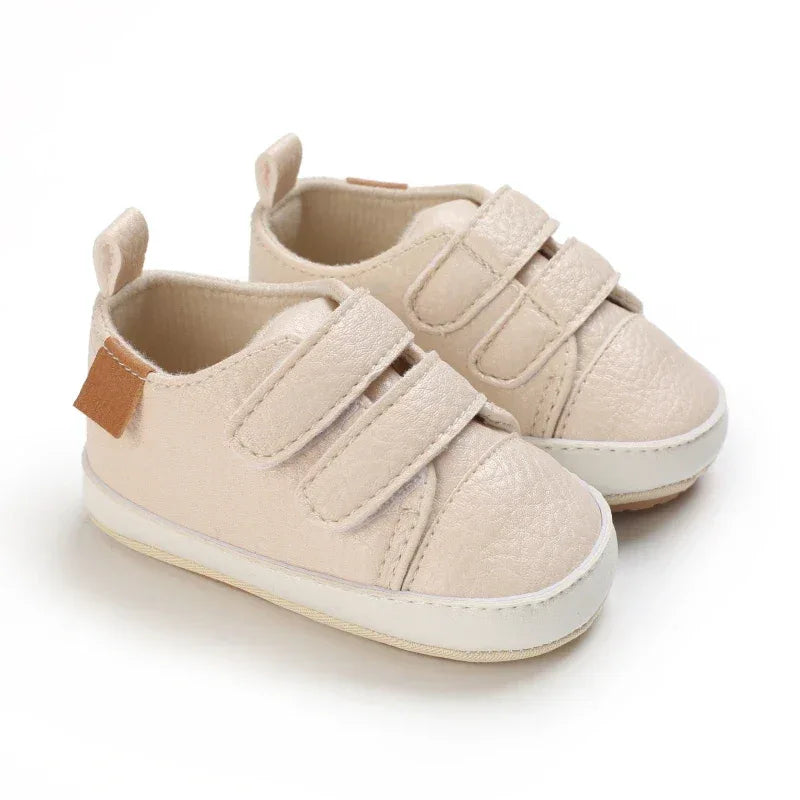 Leather Baby Shoes First Walkers With Anti Slip Rubber Sole - ToylandEU