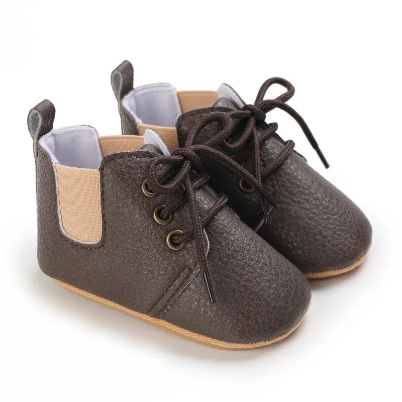 Leather Baby Shoes First Walkers With Anti Slip Rubber Sole - ToylandEU