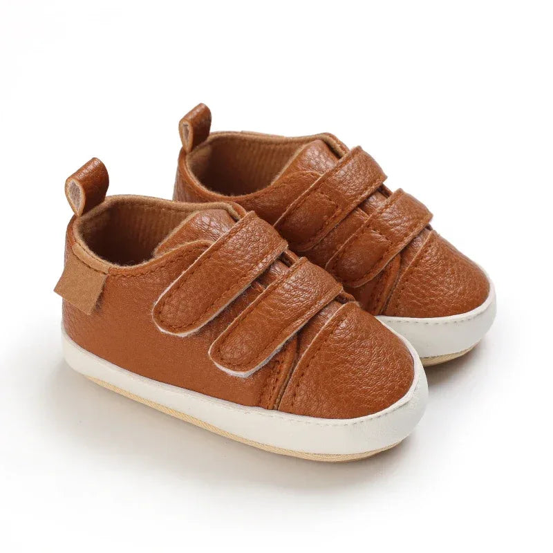 Leather Baby Shoes First Walkers With Anti Slip Rubber Sole - ToylandEU